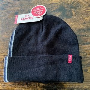 Levi’s Black Side Stripe Fleece Lined Cuff Beanie One Size